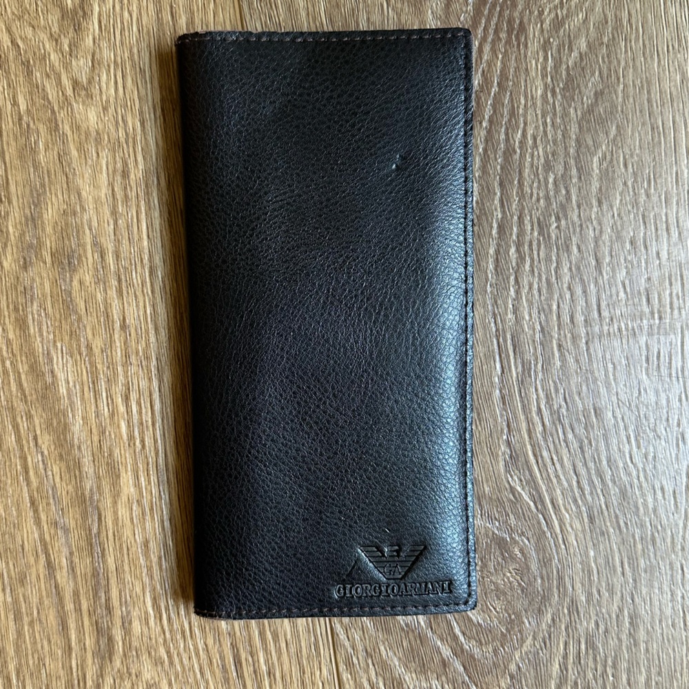Giorgio Armani Chocolate Brown Leather Card Holder - Picture 1 of 8